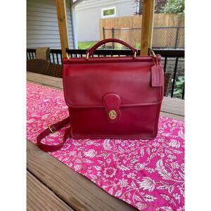 Vintage Coach Red Willis Leather Bag Flap Handsatchel Crossbody